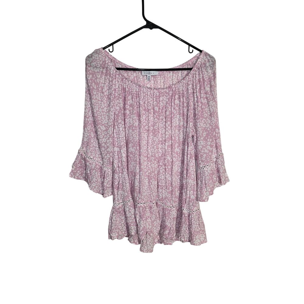fever Pink Y2K Womens Cheetah Print Blouse Size M